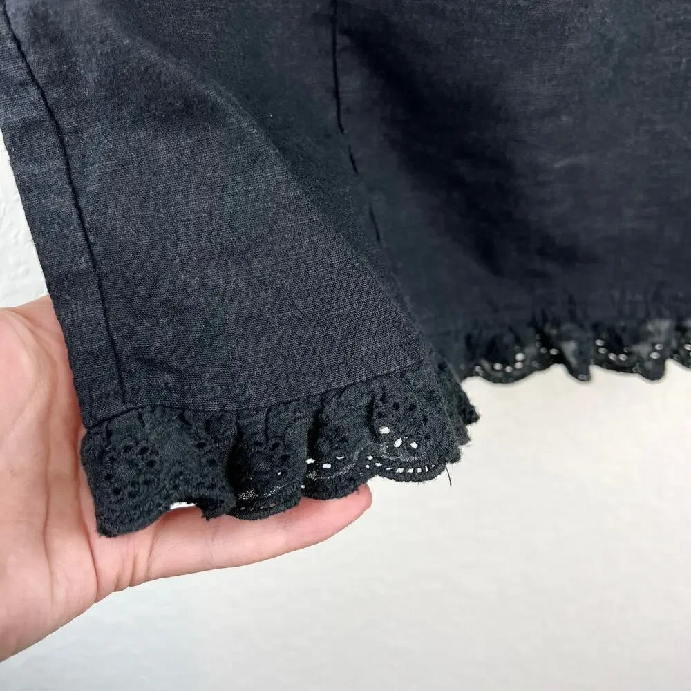 Lovers + Friends REVOLVE Bethany Black Eyelet Linen Small Whimsigoth Vamp Witchy